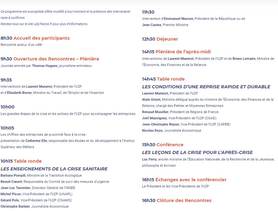 Programme Rencontres de l'U2P